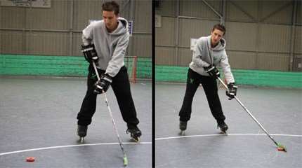 Einen Roller-Hockey Pass gut annehmen