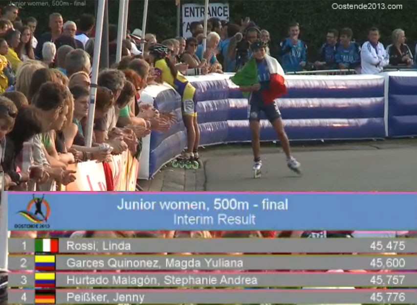 Linda Rossi Weltmeisterin über  die 500 m auf der Strasse !